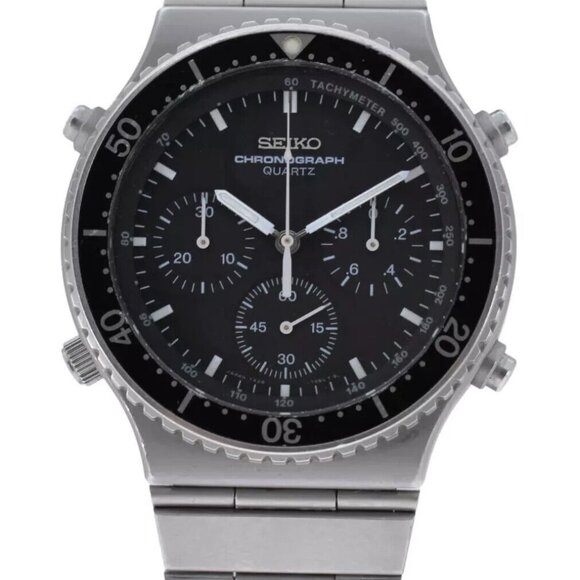 Rare Vintage Men's 40.5mm Seiko Black Dial Quartz Chronograph Watch- 7A28-7040! - Picture 1 of 9